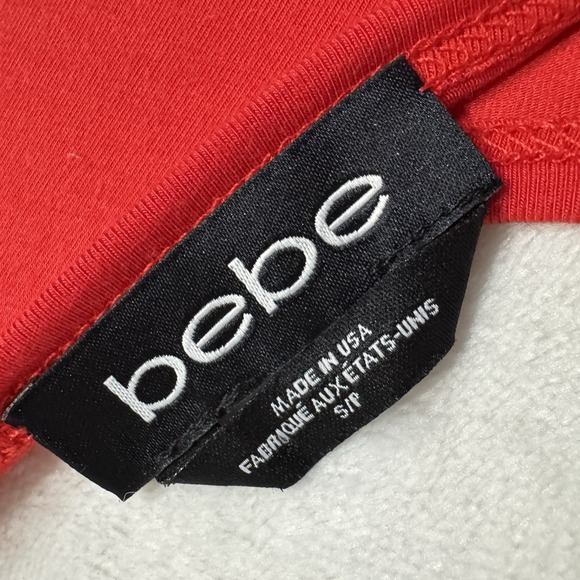 Bebe Long Sleeve Knit Maxi Dress Small Red Swarovski Crystal Rhinestone Logo USA - Picture 8 of 16